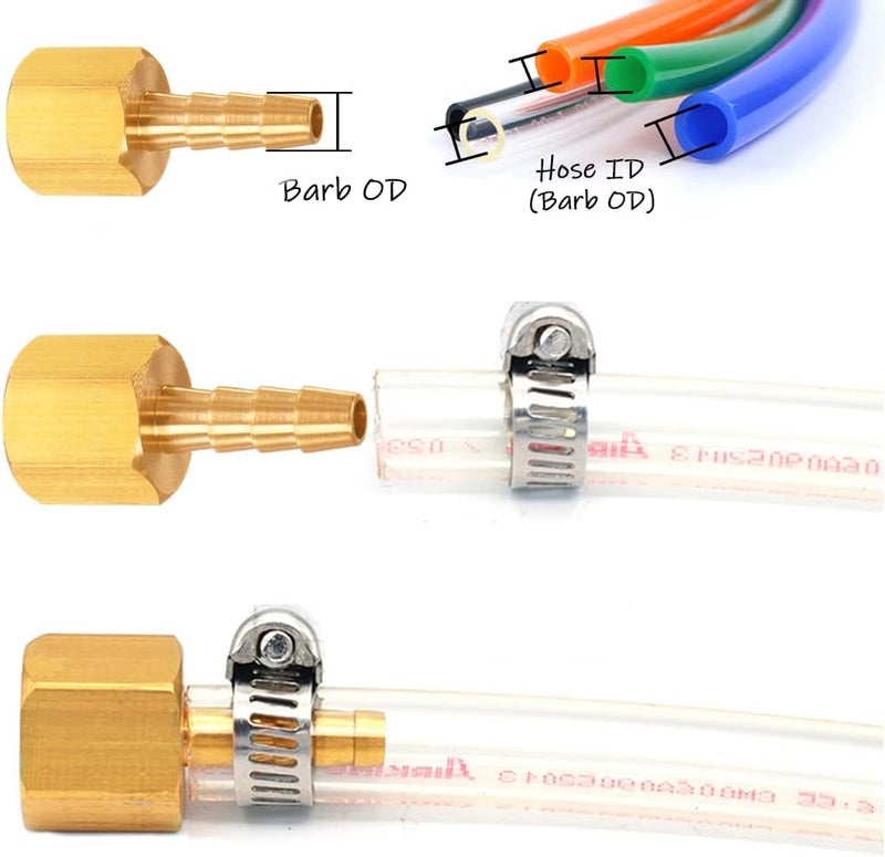 Uenede 3PCS Brass Hose Barb Fittings 3/4" NPT Female to 5/8" Barb Adapter Connector Include 3 Stainless Steel Clamps for Water/Oil/Gas - Image 3